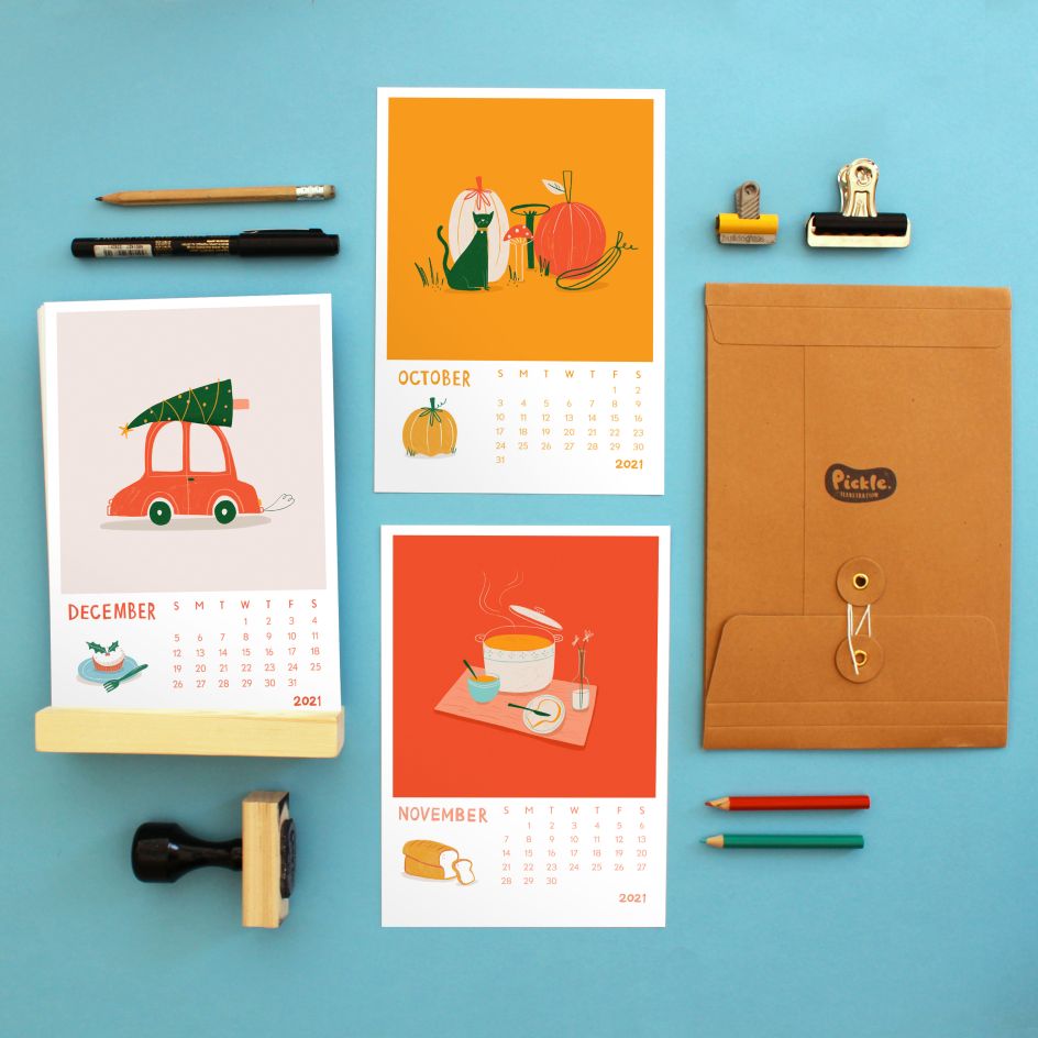 Pickle Illustration calendar by Olivia Collins and Lauren Jefferis