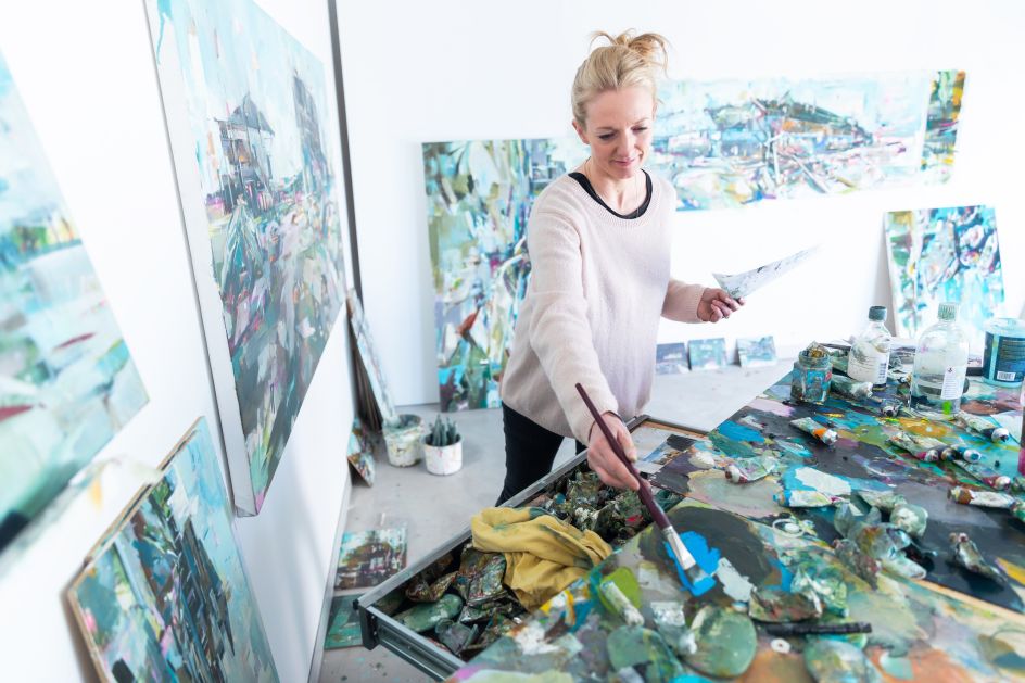 Katharine in her studio at Delta House Studios, located just next door to the site
