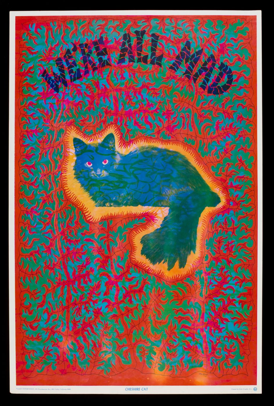 'Cheshire cat', psychedelic poster by Joseph McHugh, published by East Totem West. USA, 1967 (c) Victoria and Albert Museum, London