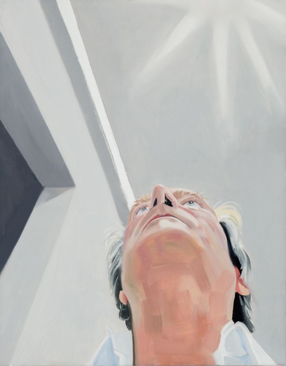 Self-Portrait Looking up, oil on linen, 2020 © Paul Gervais