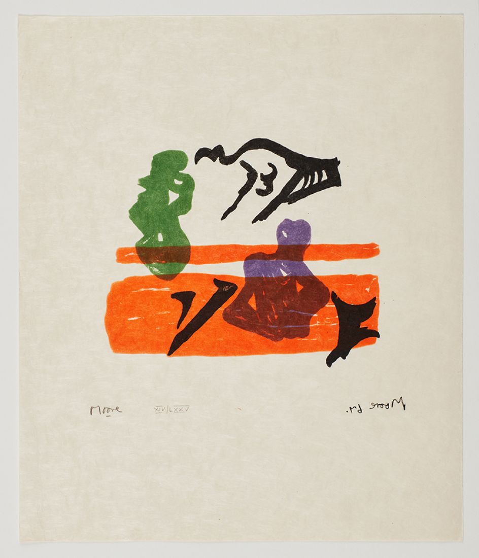 Henry Moore Violet Torso on Orange Stripes, 1967 lithograph Courtesy Marlborough Fine Art