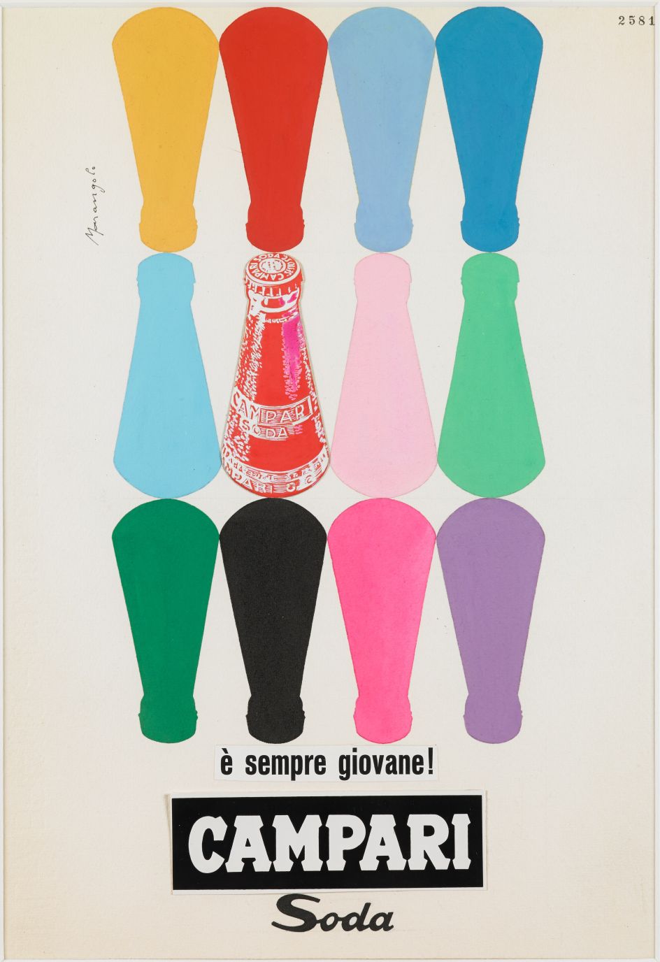 Franz Marangolo, Campari Soda è sempre giovane!, 1960s. Campari Soda is always Young! Mixed media