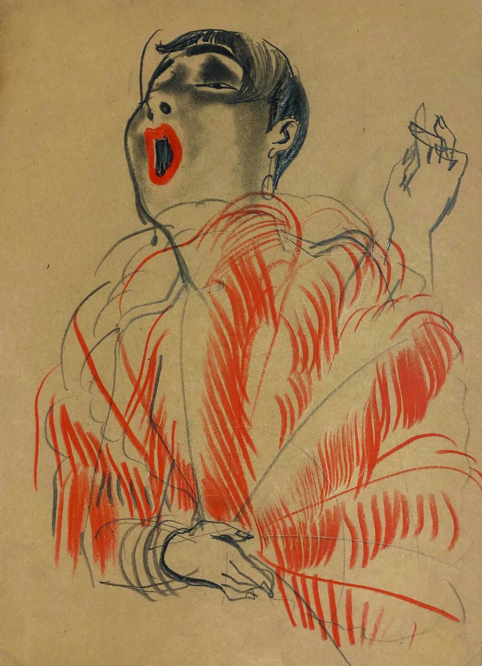 Erna Schmidt-Caroll Chansonette (Singer), c. 1928 Pastel crayon on paper Private collection © Estate Erna Schmidt-Caroll