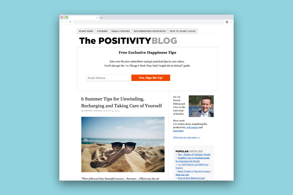 The Positivity Blog is a nice weekend read