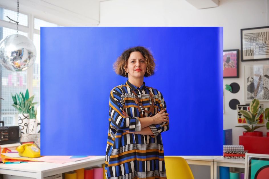 Artist Camille Walala. Favourite colour - Yves Klein Blue. Photography by Toby Coulson