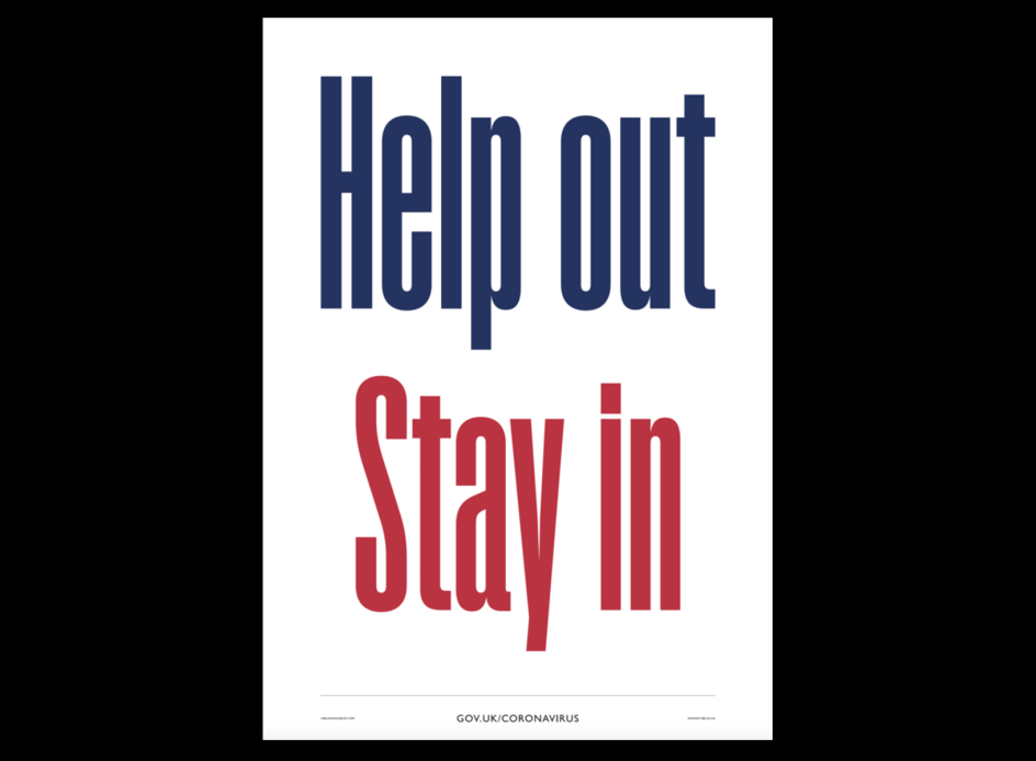 Help Out Stay In poster by Alistair Hall and Nick Asbury