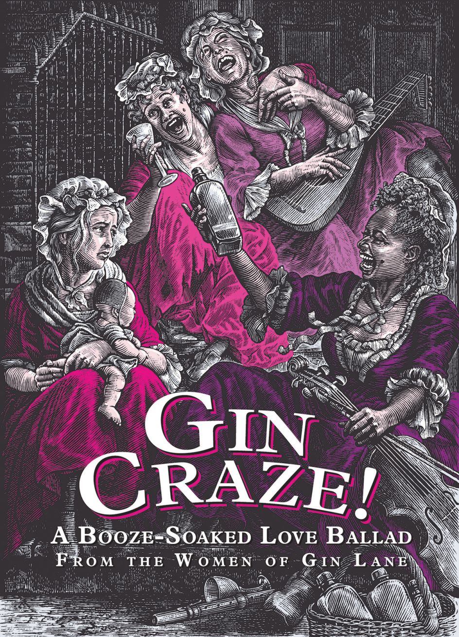 Promotional material for the musical Gin Craze, illustrated by Caroline Church