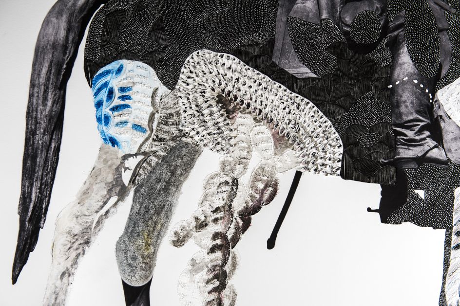 Nate Lewis Probing the Land IV (2020) 44 x 60 in. Hand-sculpted inkjet print, ink, graphite, frottage Courtesy of the artist and Fridman Gallery