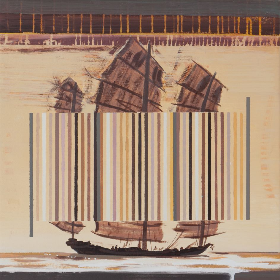 Darren Coffield, Chinese Junk, 2019. Acrylic on canvas, 44.5 x 43.5 cm © Darren Coffield. Courtesy of Dellasposa Gallery