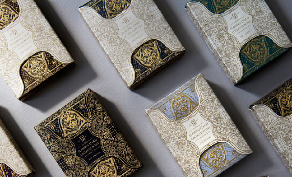 2017 National Card Collection Day Playing Cards by Alexander Chin, winner in the Packaging Design Category, 2017-2018.