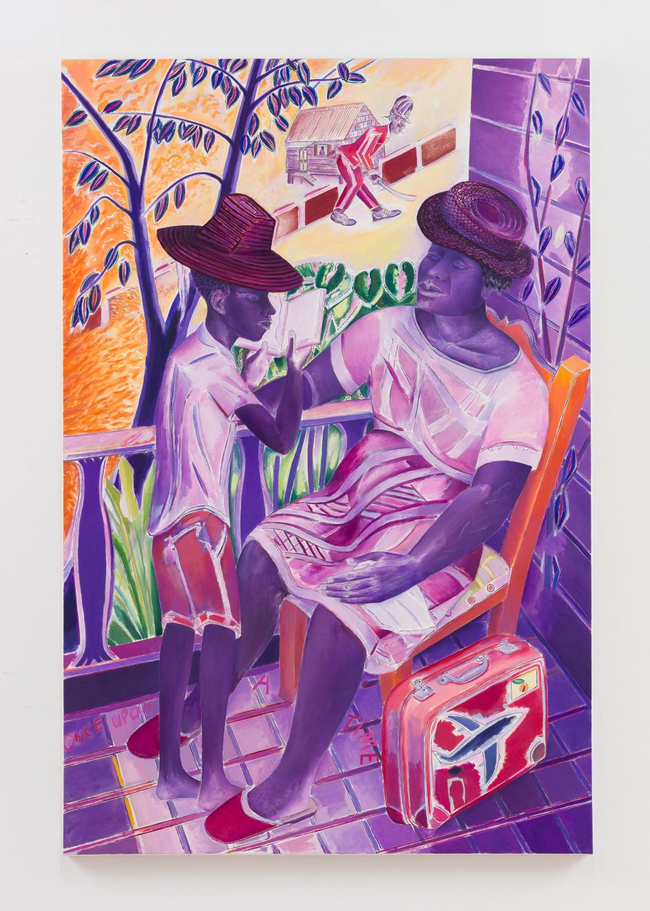 Denzil Forrester, ‘Reading with Ma Pets’, 2018. Oil on canvas, 183.3 x 122cm (72 1/8 x 48 1/8in). Copyright Denzil Forrester. Courtesy the artist and Stephen Friedman Gallery, London