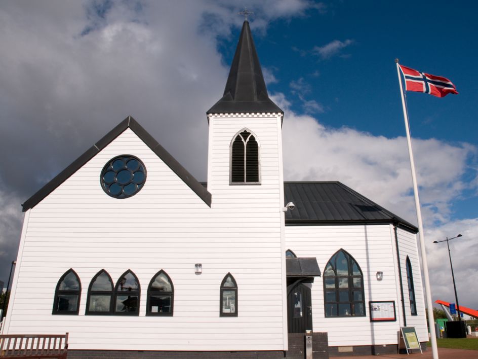 The Norwegian Church at Cardiff Bay. Image Credit: [Shutterstock.com](http://www.shutterstock.com/cat.mhtml?lang=en&search_source=search_form&version=llv1&anyorall=all&safesearch=1&searchterm=cardiff&search_group=#id=99553148&src=AQiN2ntVJB6hLcAVKGRKDw-1-55)