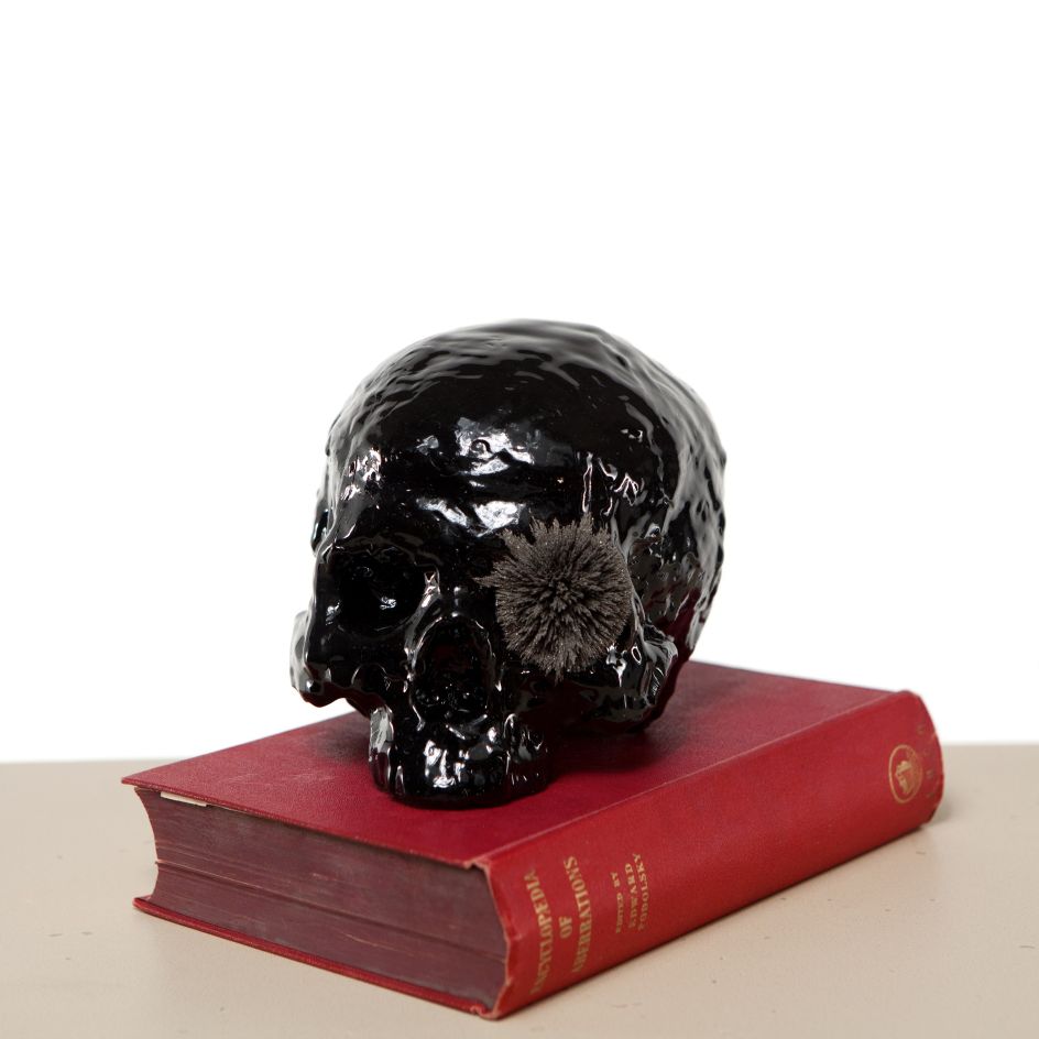 Roberto Ekholm, The Healer, 2012, plaster, resin, neodymium magnets, iron filings, printed ink on paper, 25 x 20 x 19 cm (Courtesy Roberto Ekholm & Pattie Campbell) Photo by Gunnar Tufta