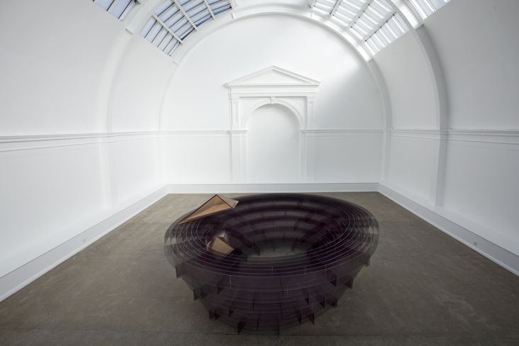 Installed in Central Court, Leeds Art Gallery    Alison Wilding, Arena, 2000.  Polycarbonate and cast polyurethane rubber 1200 mm x 4700 x 3700 mm     Gifted by Simmons & Simmons through the Contemporary Art Society to Leeds Museums and Galleries (Leeds Art Gallery)   Photo © Jerry Hardman Jones, 2017