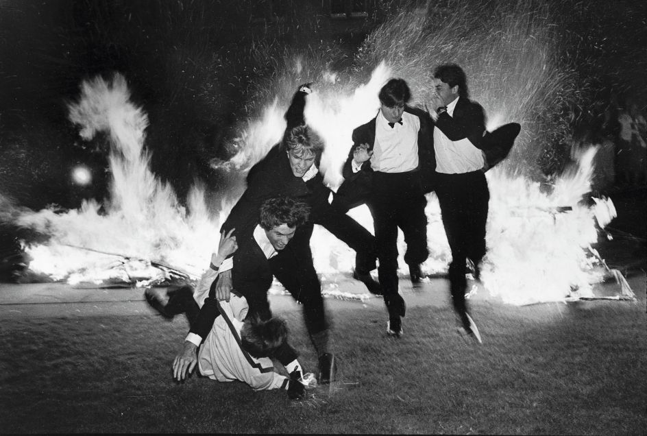 Burning Boat, Oriel Oxford, 1984 © Dafydd Jones, from the book The Last Hurrah published by STANLEY/BARKER