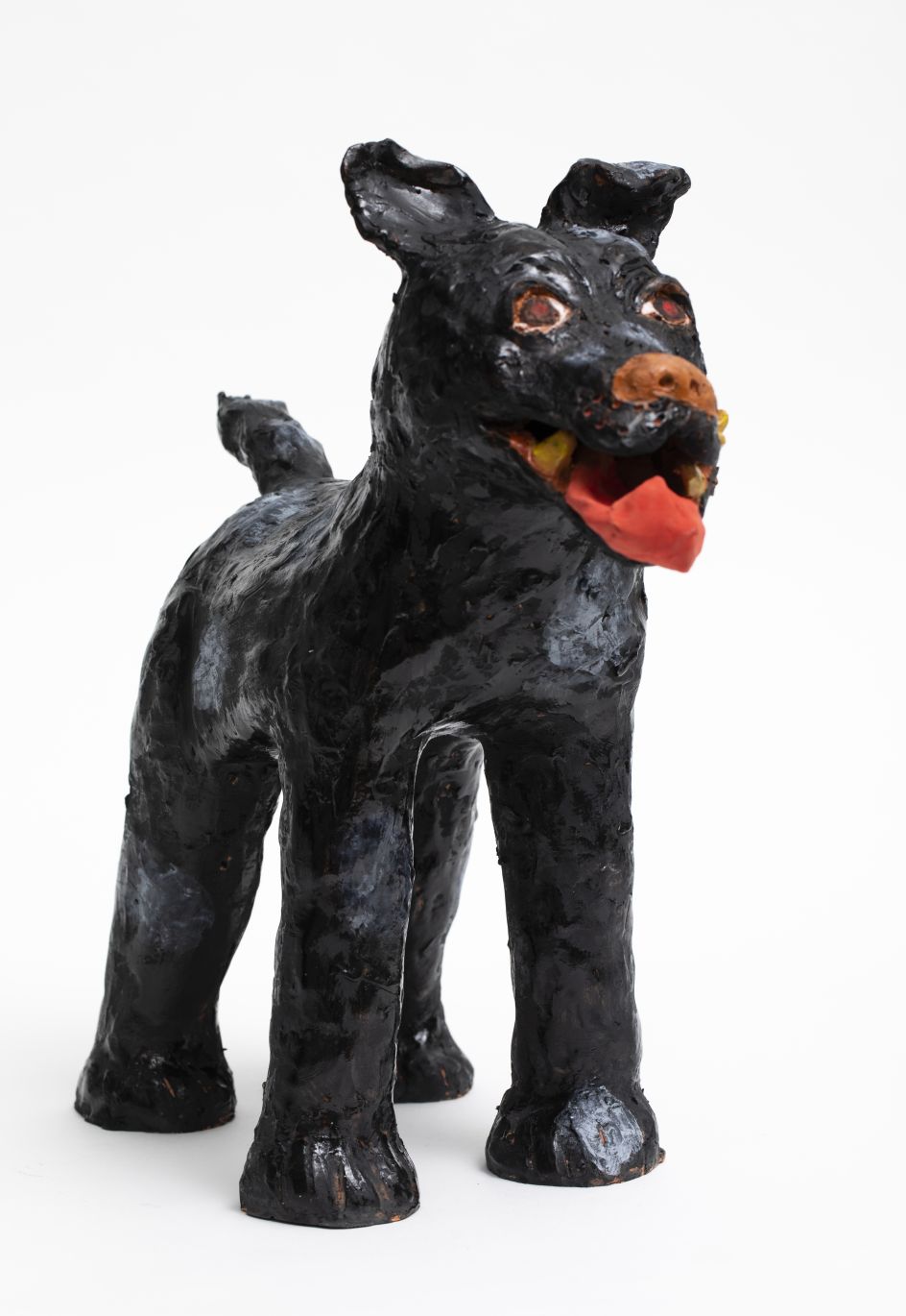 Sally SAUL, Black Dog, 2018 Clay and glaze 14 1/2 x 6 1/2 x 14 1/2 inches 36,8 x 16,5 x 36,8 cm