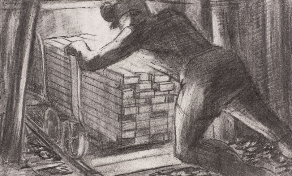 Ted Holloway. Timber Leader. Date unknown. Graphite pencil on paper. 170mm x 272mm. Photograph: Colin Davison. Copyright: Gemini Collection, Zurbarán Trust. Courtesy of The Auckland Project.