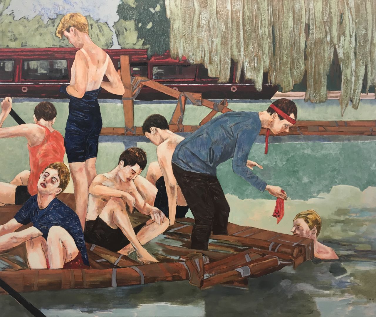 Image: Suicide Sunday (taking on water), 2017 Acrylic and pigment on linen 153 x 183 cm, 60 x 72 in © Hernan Bas, courtesy Victoria Miro