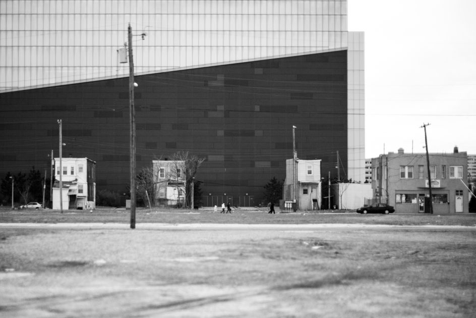 Three homes remain beside the Revel Casino (now the Ocean Casino Resort). Others were leveled in hopes that developers would buy the land for new casinos. © Timothy Roberts