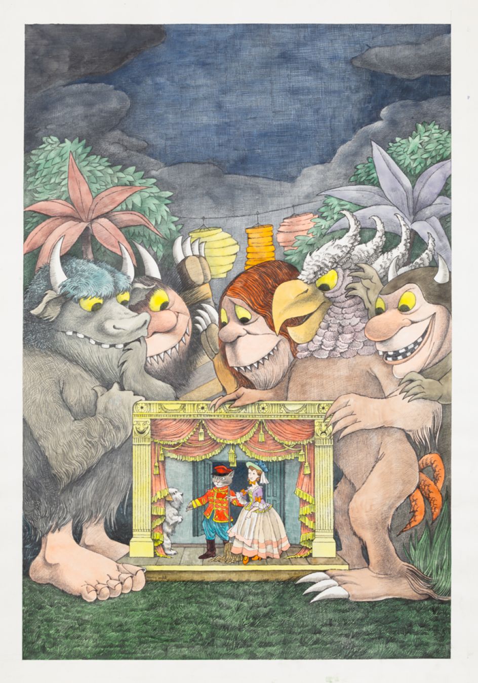 Maurice Sendak, Design for the Poster of Where the Wild Things Are and Higglety Pigglety Pop! Opera, Glyndebourne Production, 1985, watercolor on paper, 33 ½ x 23 ½” ©The Maurice Sendak Foundation