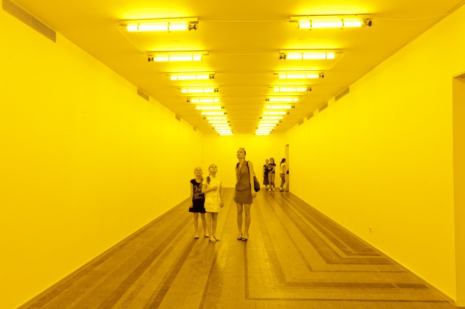 Room for one colour, 1997  Monofrequency lamps  Dimensions variable  Installation view at PinchukArtCentre, Kiev, 2011  Photo: Dmitry Baranov  Courtesy of the artist; neugerriemschneider, Berlin; Tanya Bonakdar Gallery, New York / Los Angeles © 1997 Olafur Eliasson