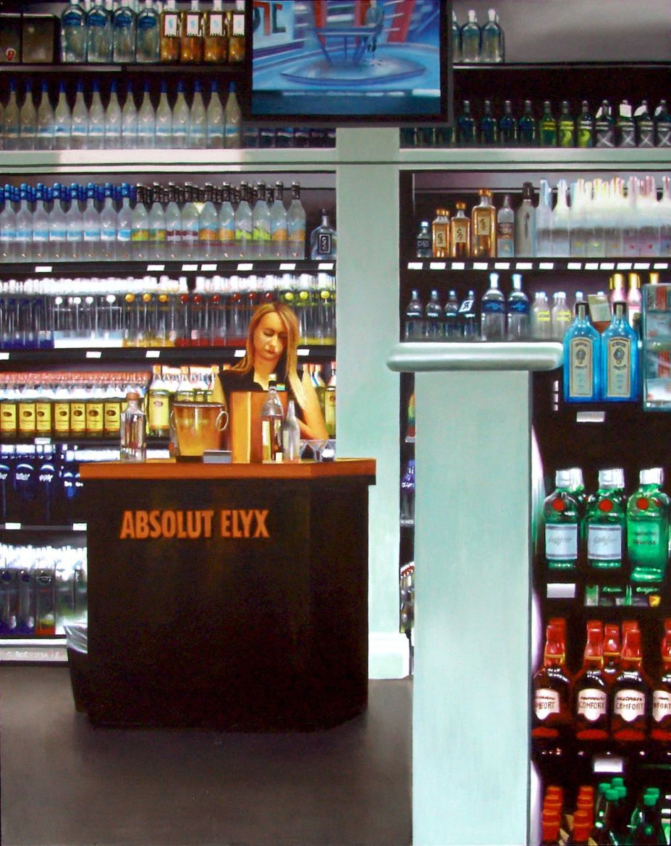 Liqor Store G. Boersma acrylic on masonite 35 1/2