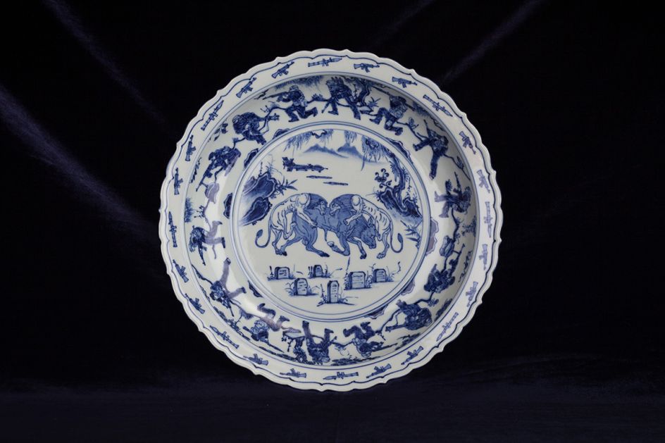 Ai Weiwei Blue and White Porcelain Plate (War), 2017 Porcelain, Ai Weiwei Studio