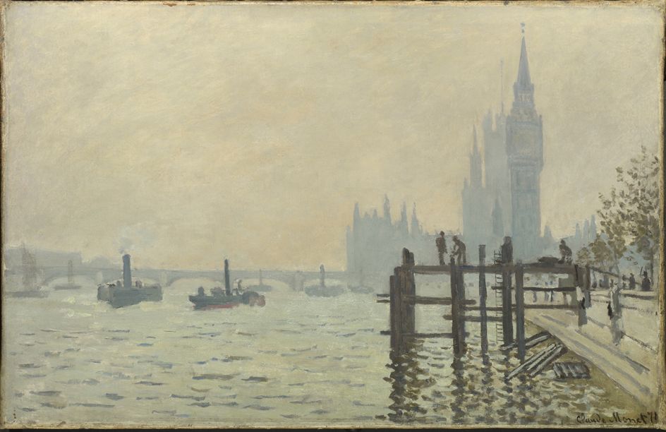 Claude Monet The Thames below Westminster (La Tamise et le Parlement), about 1871 Oil on canvas 47 x 73 cm © The National Gallery, London