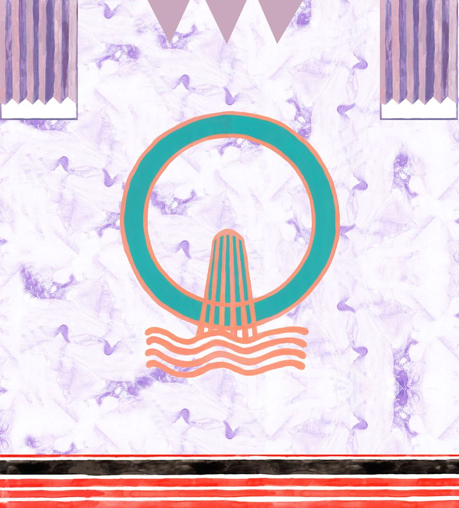 Jenny Steele, Not so Nautical A Divide Purple (detail), digital print on vinyl banner, 2017