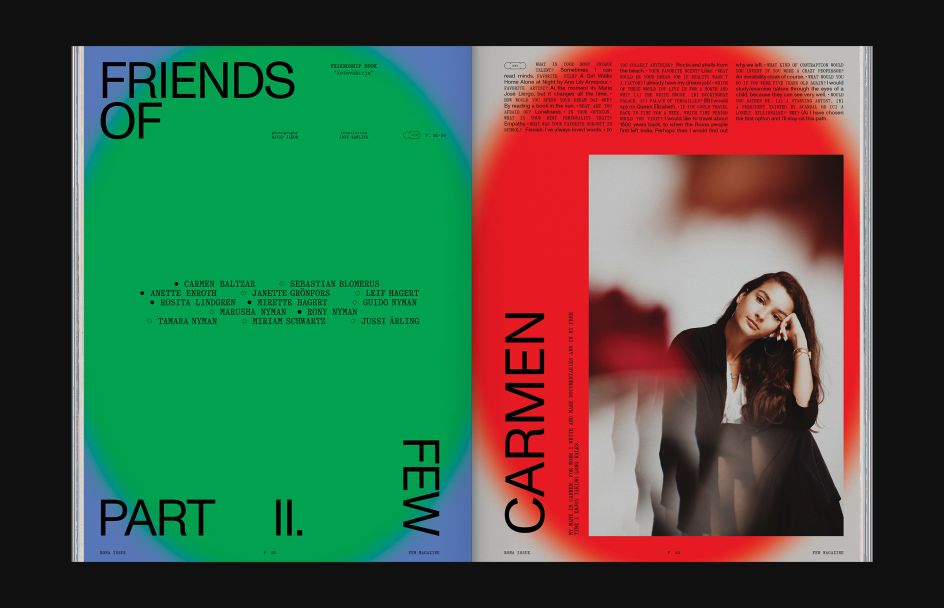 FEW Magazine, 2021. Concept, creative direction, editorial design: Marina Veziko & Tino Nyman. Logo & FEW Display: Jaakko Suomalainen. Photography: Aleksi Tikkala.