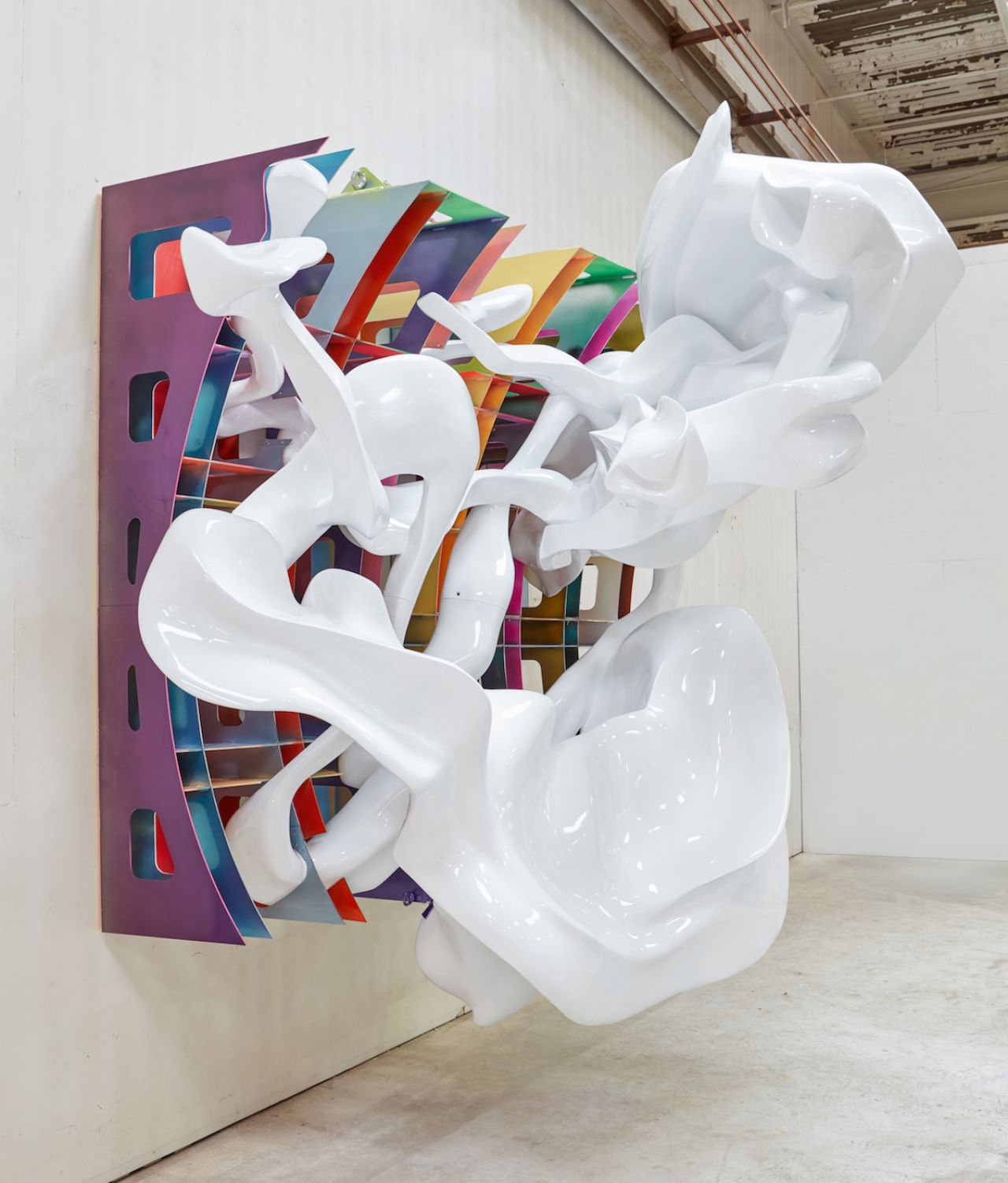 Frank Stella, Atalanta and Hippomenes, 2017, painted metal, Pu-foam, Fibreglass, 351 x 409 x 237 cm. Picture credit: artwork © Frank Stella (page 18)