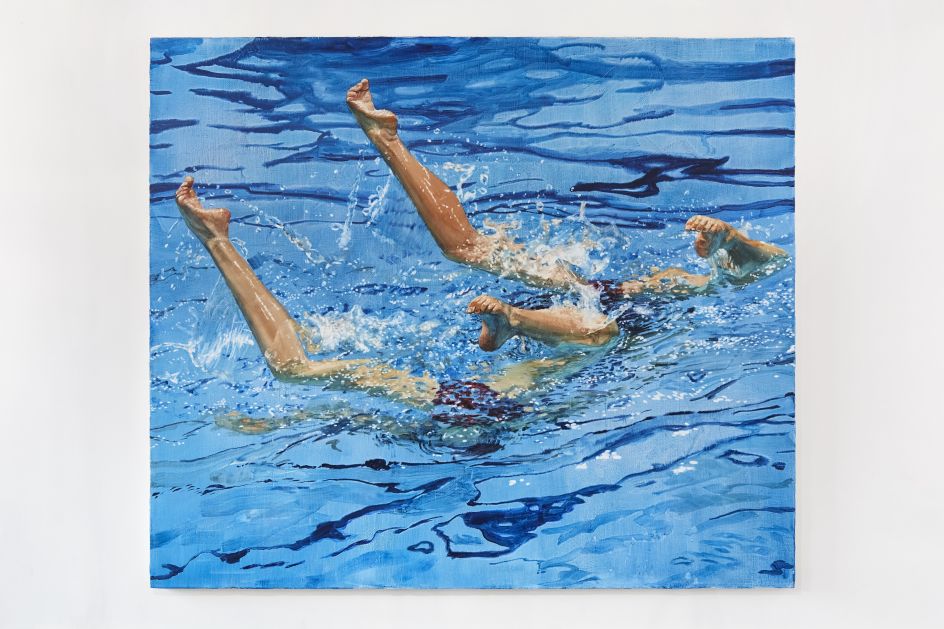 Programming Causes Audience, 2020, Watercolour on gessoed canvas © Joseph Yaeger, courtesy V.O Curations, London