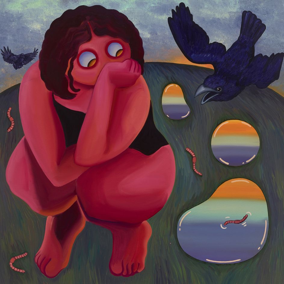 Worms after Rain, 2022. Oil on canvas. Image courtesy the artist, Library Street Collective, Detroit; and albertz benda, New York and Los Angeles. Photo by Thomas Dubrock