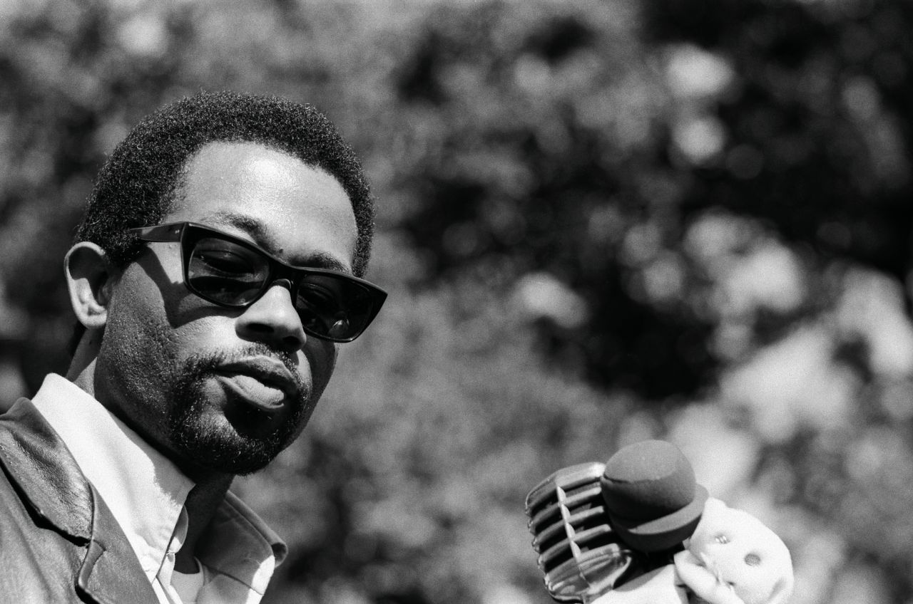 Eldridge Cleaver speaking at a rally in Berkeley, CA 1968. From, “The Lost Negatives,” photographs by Jeffrey Henson Scales Credit: Jeffrey Henson Scales