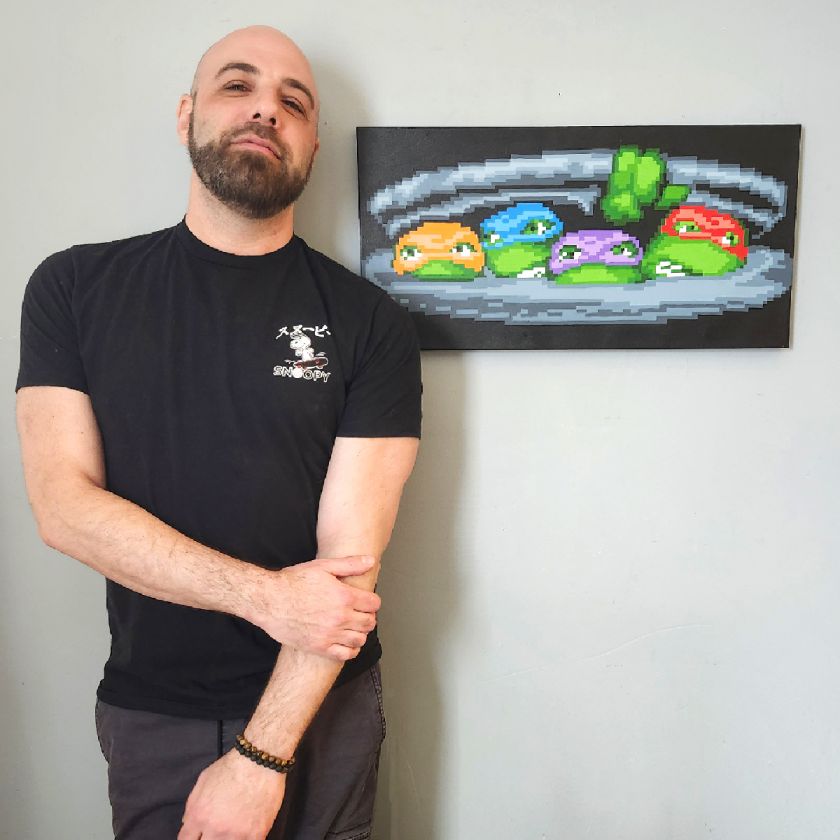 Adam Shub's handmade pixel paintings hark back to a simpler time