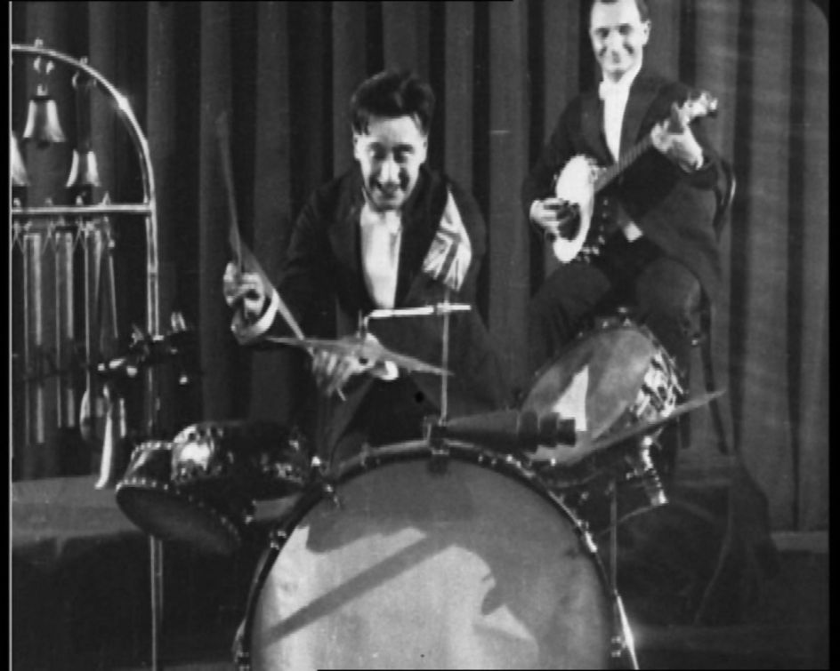Still from The Jazz Drummer of London Senora Band 1926 Black & White film, British Pathé © courtesy of British Pathé