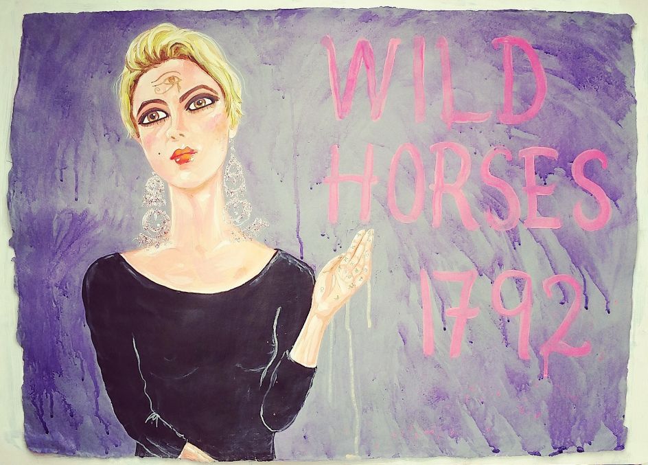 ‘Edie’, 56cm x 76cm, acrylic and glitter on hand-made paper, (Edie Sedgwick), 2016 © Stella Vine
