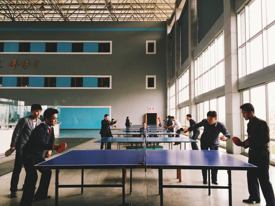 Ping Pong was very popular. Young men at a recreation centre.