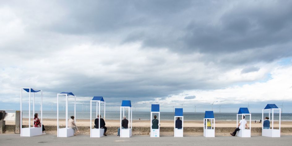 Sit, Stop by Sally Hogarth on Redcar seafront. Image credit: Tracy Kidd