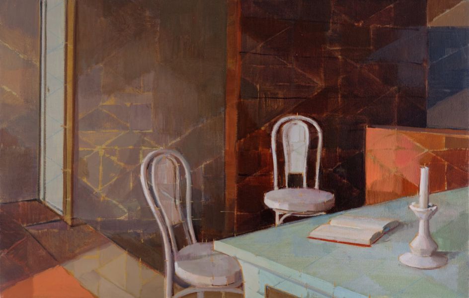 Orange and Two Chairs Oil on Canvas 18