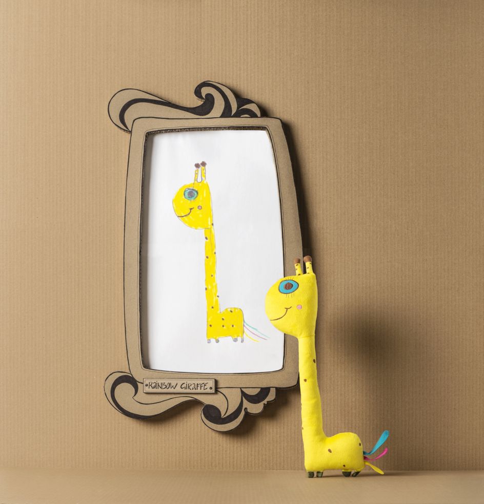 Rainbow Giraffe the mischievous giraffe with a passion for healthy food  by 6-year-old Claudia, from Canary Islands