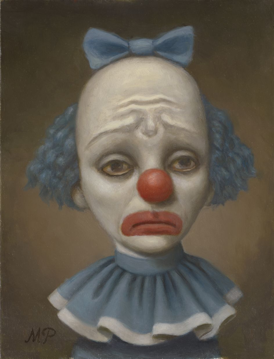 Paintings of frightful clowns by Marion Peck urge us to face up to ...