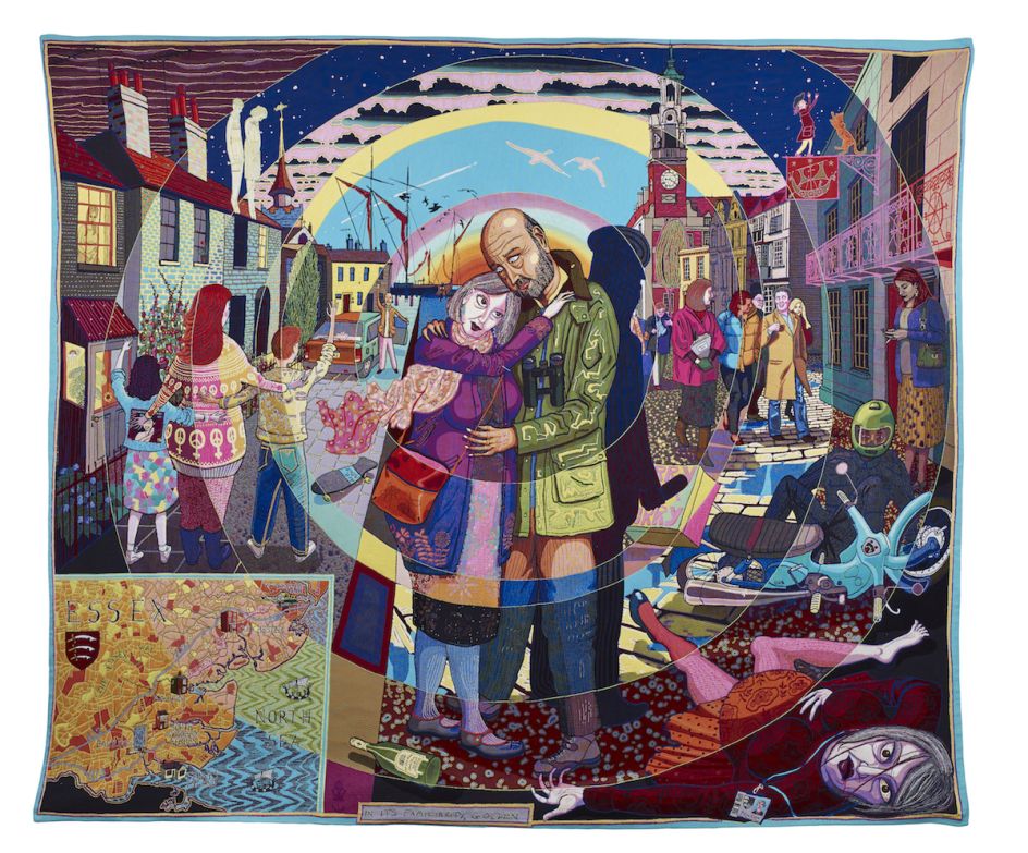 Grayson Perry, In its Familiarity Golden, 2015, Tapestry 290 x 343 cm 114 1/8 x 135 1/8 in Published by Paragon © Grayson Perry. Courtesy the artist, Paragon | Contemporary Editions Ltd and Victoria Miro, London