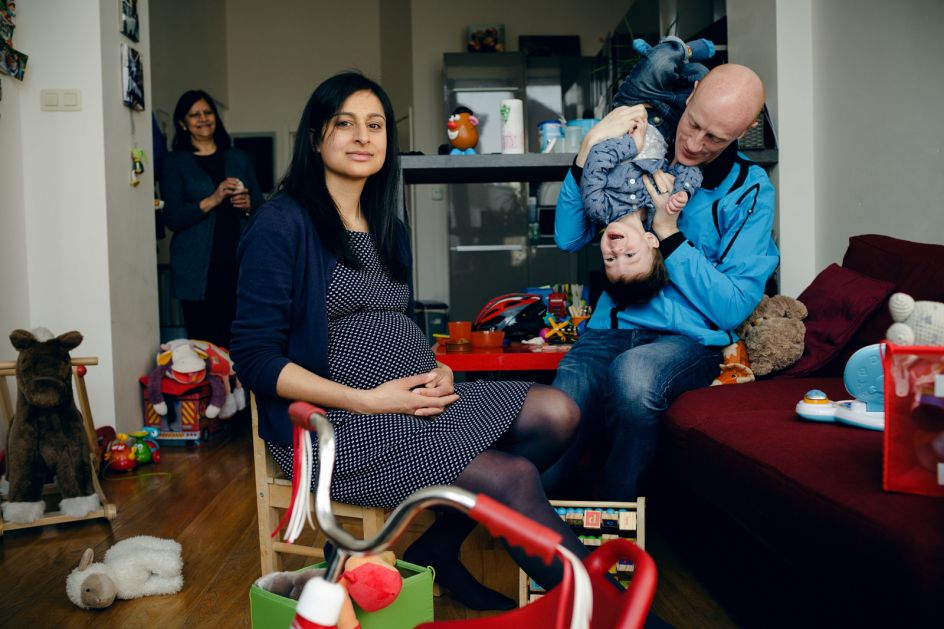 Leena moved to Belgium when her husband was given a job in the EU institutions. She says life is more comfortable and relaxed in the international community in Brussels than in London. They are expecting a second child soon so her mother is living with them to help out.