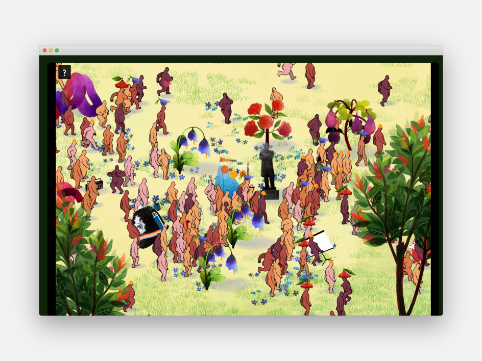 From the simulation, We Dwell in Possibility © Robert Yang and Eleanor Davis