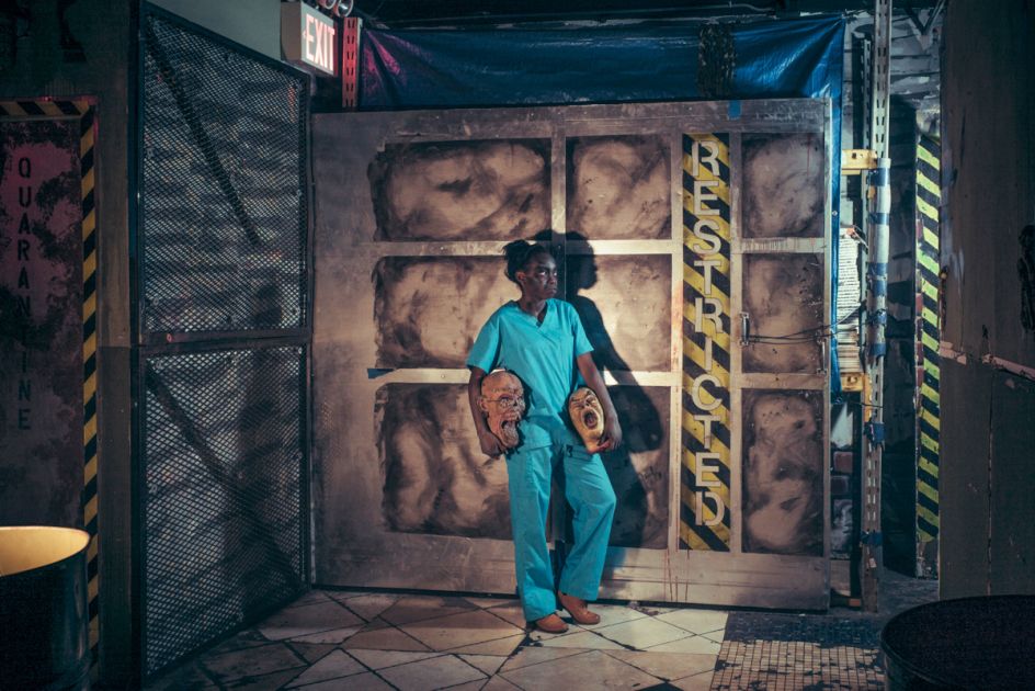 Bukola Ogunmola, actress & zombie in a paintball centre