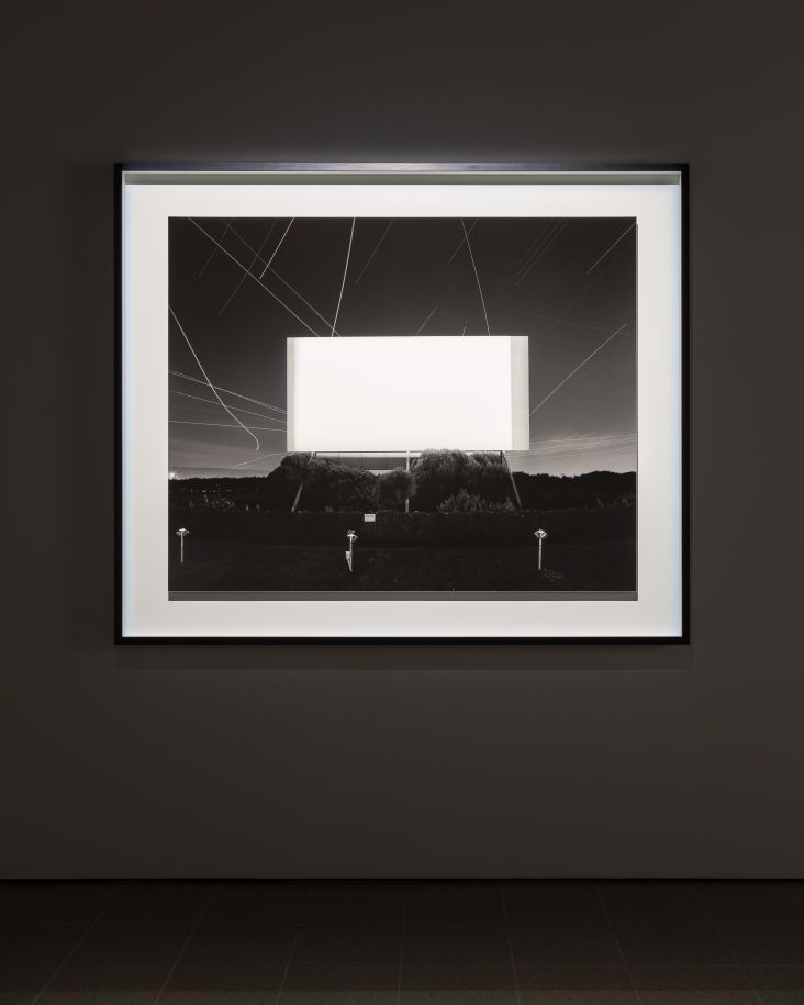 Installation view of Hiroshi Sugimoto, Theatre series. Gelatin silver print. Photo: Mark Blower. Courtesy the artist and the Hayward Gallery.