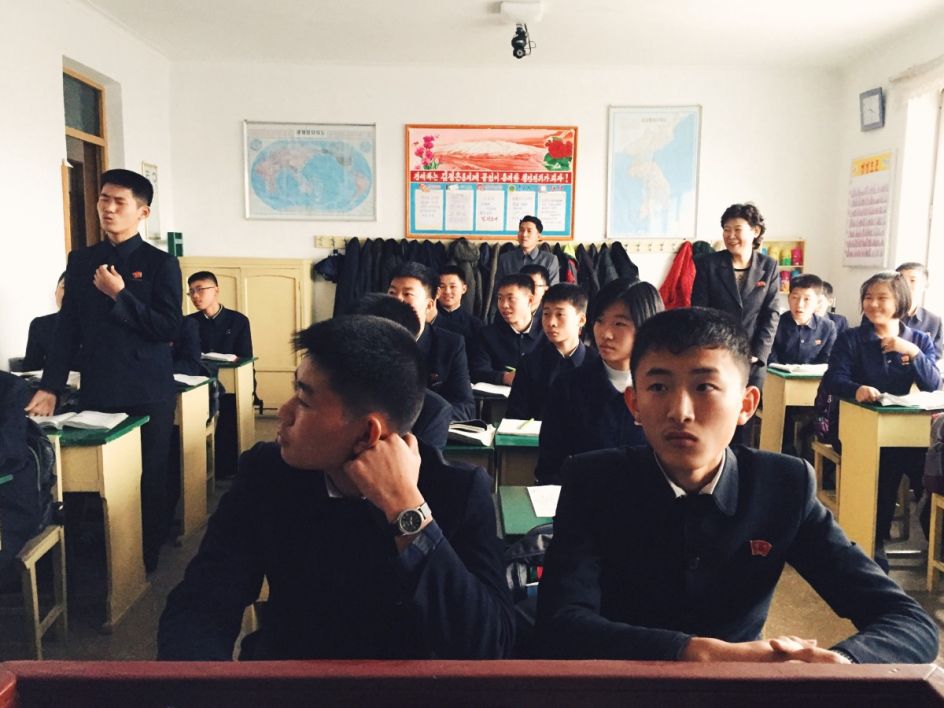 Young students at a middle school outside Pyongyang.