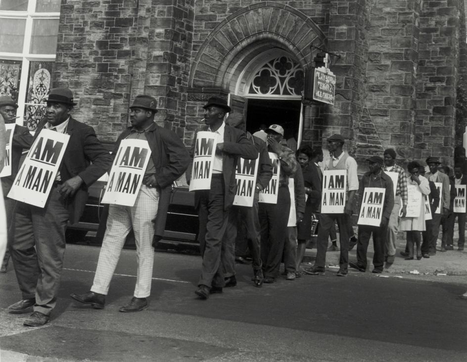 Corner of Hernando and Beale St., at the time of Dr. Martin Luther King's last march. Memphis, 1968 © Estate of Ernest C Withers. Courtesy of Michael Hoppen Gallery