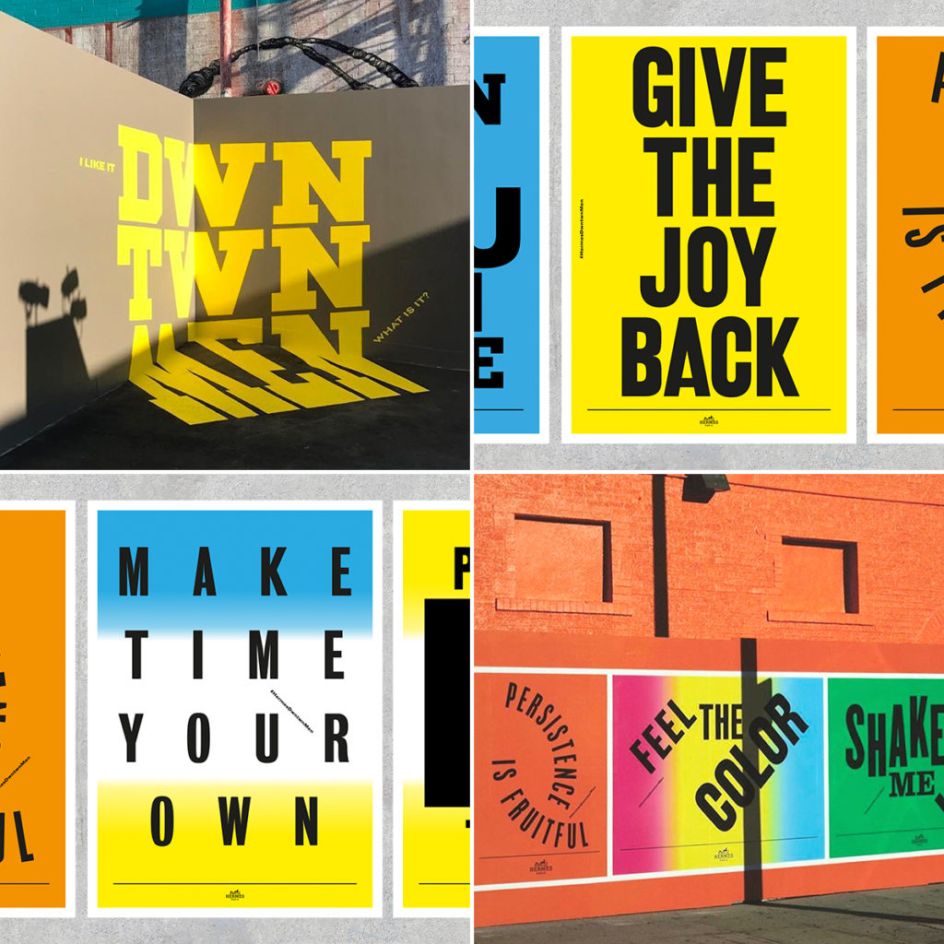 Wall paintings, screen-print posters and animations for Hermès men’s collection launch in LA